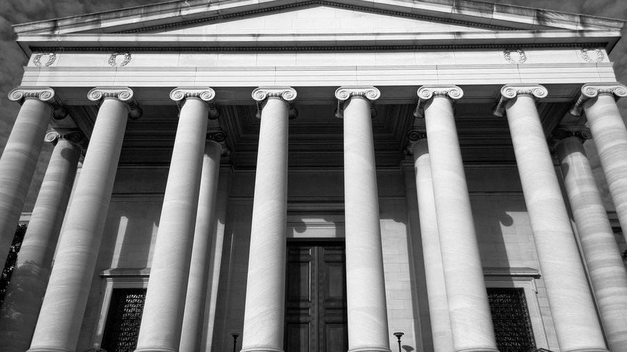 A government building with stone columns