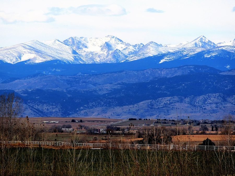 The Rockies rising behind Denver